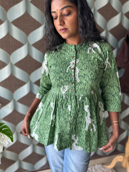 Forest Green Reindeer Short Top