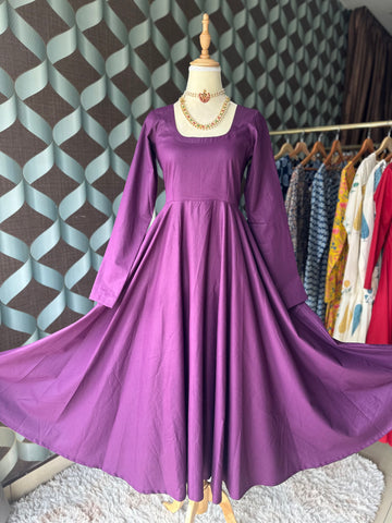 Royal Purple Cotton Anarkali