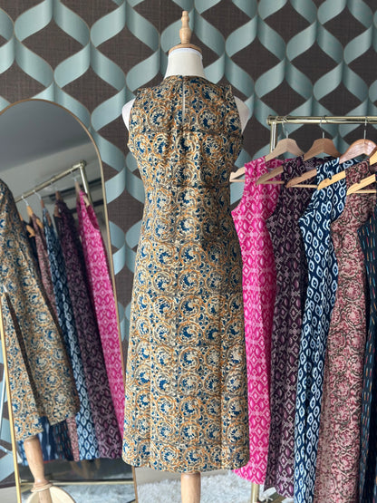 Olive Garden Kalamkari Halter Cotton Kurta