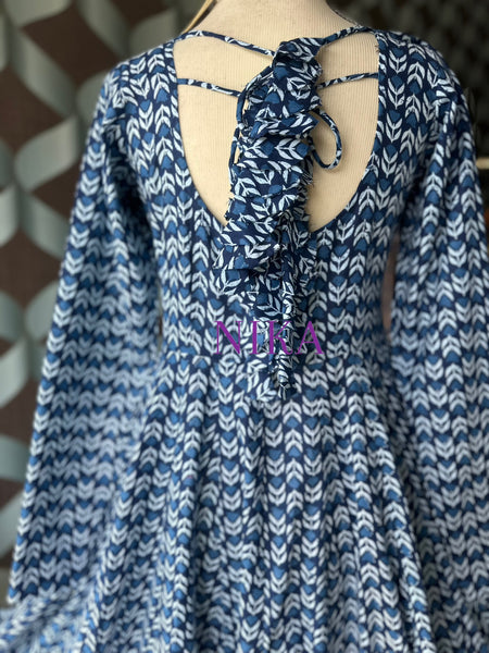 Floral Indigo Blue Anarkali