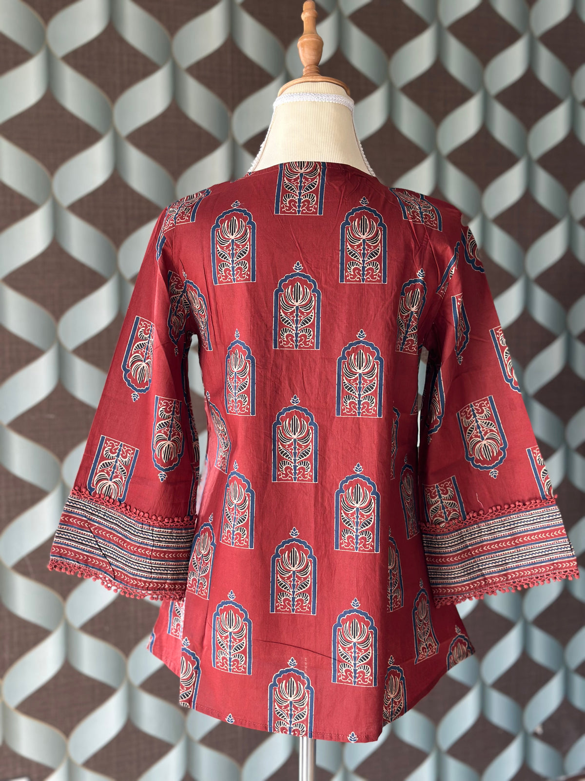 Terracotta Heritage Print Cotton Short Top