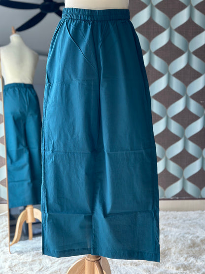 TANIKA Deep Teal Pure Cotton Anarkali Set with Peach Mul Cotton Dupatta