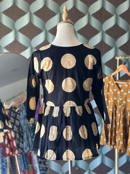 Black & Beige Polka Top
