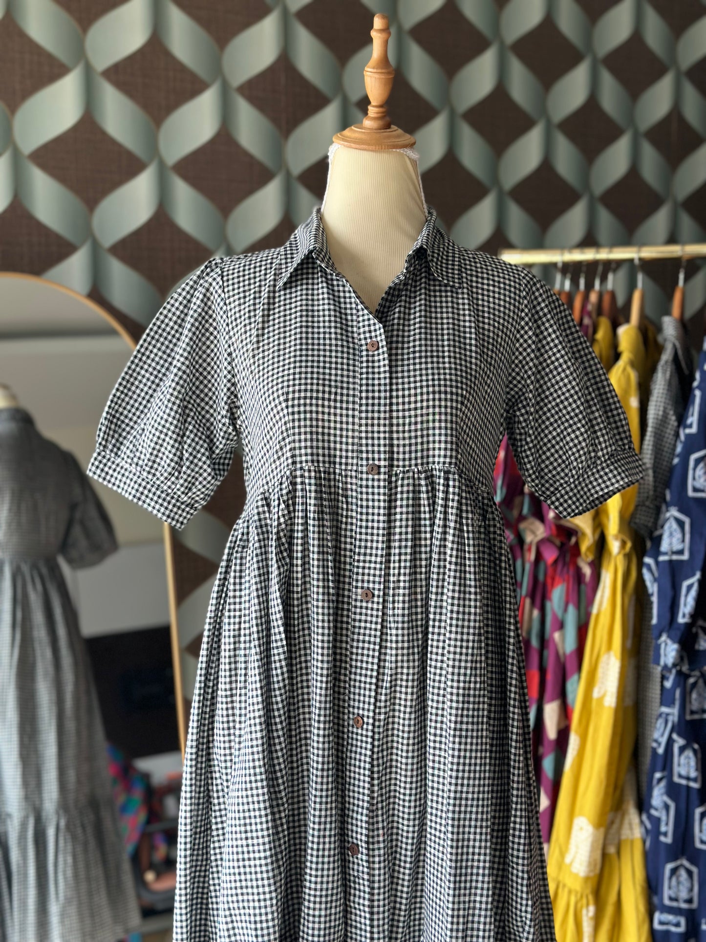 Gingham Midi Dress