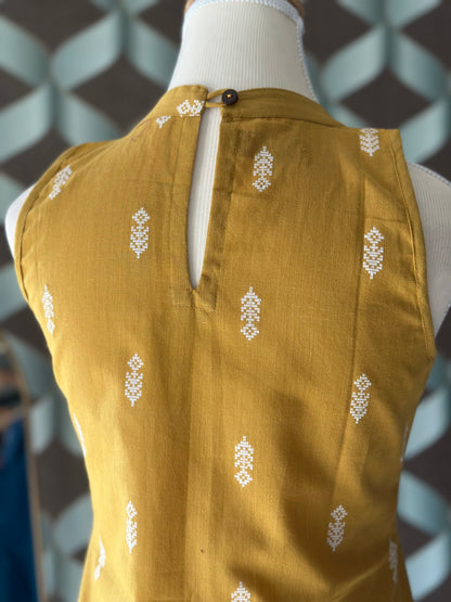 Mustard Yellow Halter Handloom Cotton Top