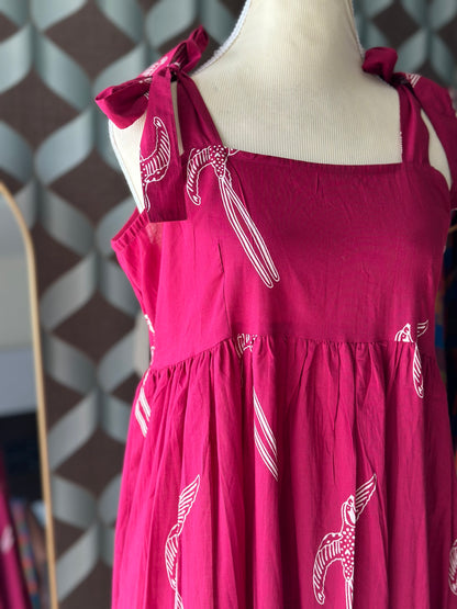Magenta Pink Strap Midi Dress