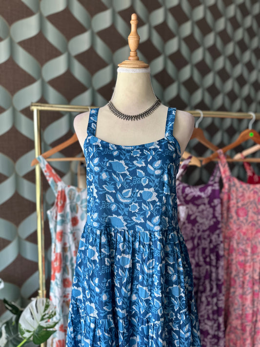 Ocean Blue Floral Summer Dress