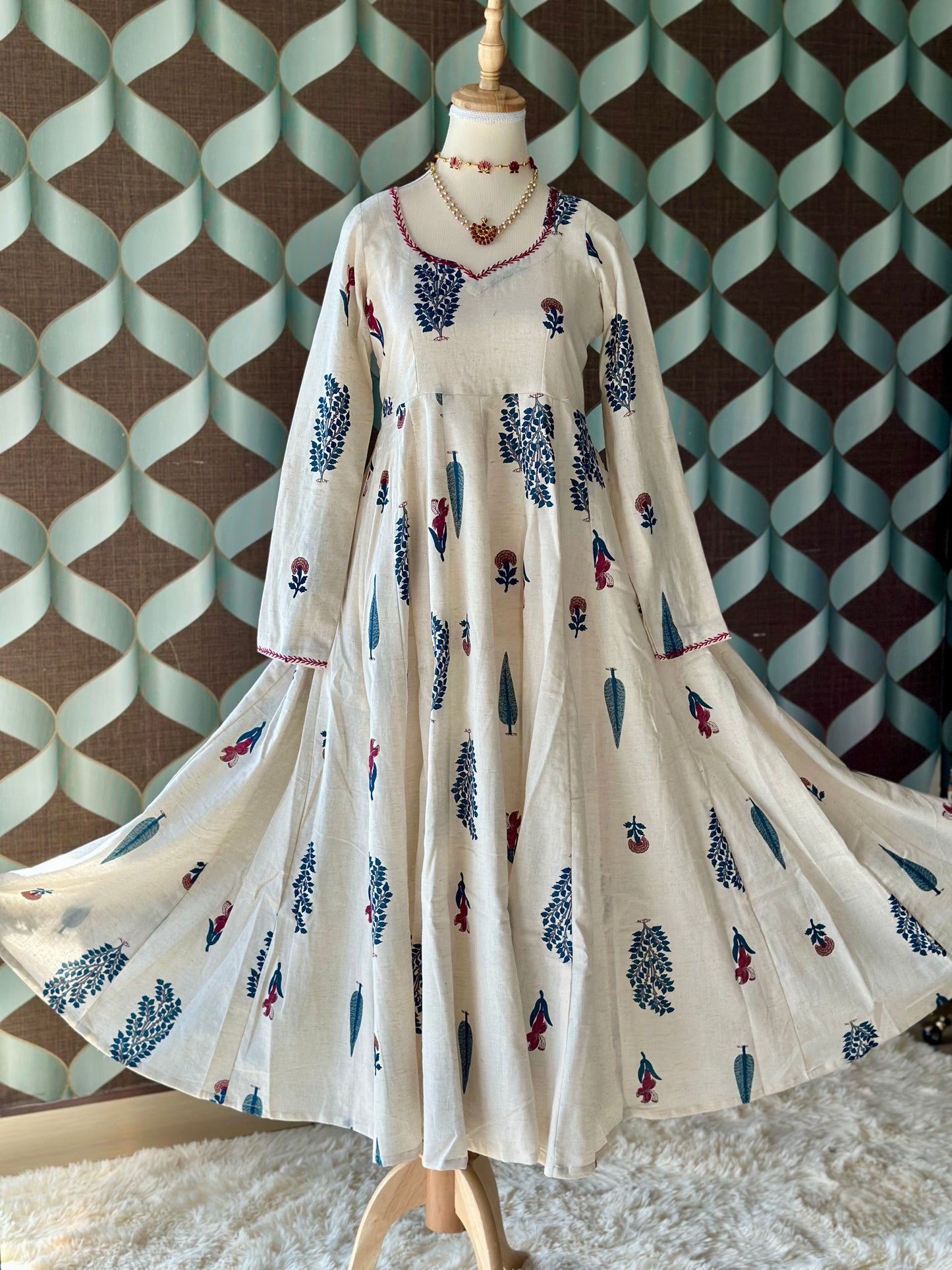 Vrinda Floral Cotton Anarkali