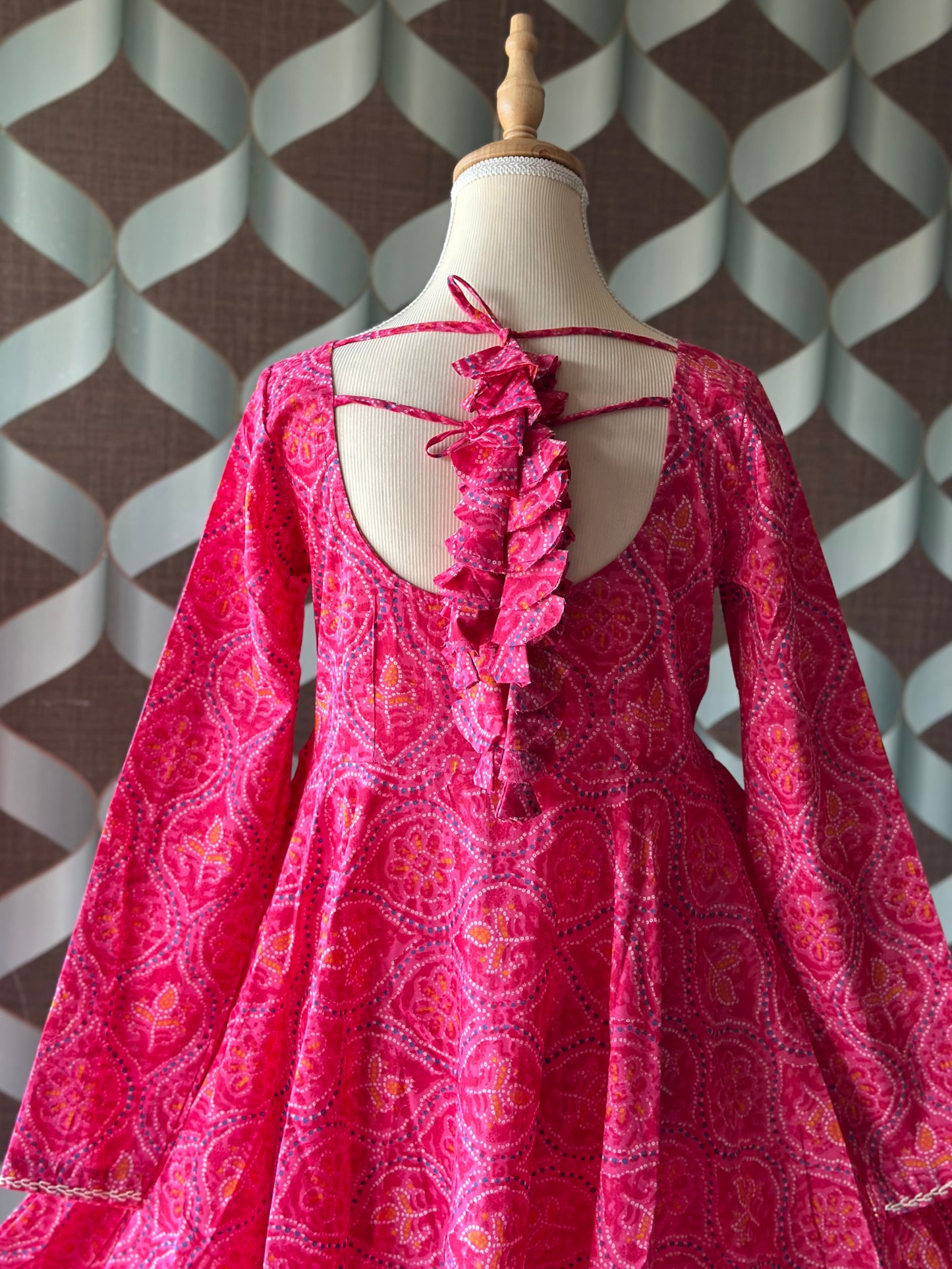 Bhandini Radiant Rose Pink Cotton Anarkali