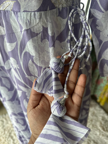 Lilac Cotton Anarkali Suit Set