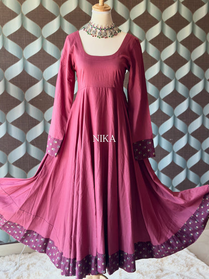 Mauve Pink Cotton Anarkali