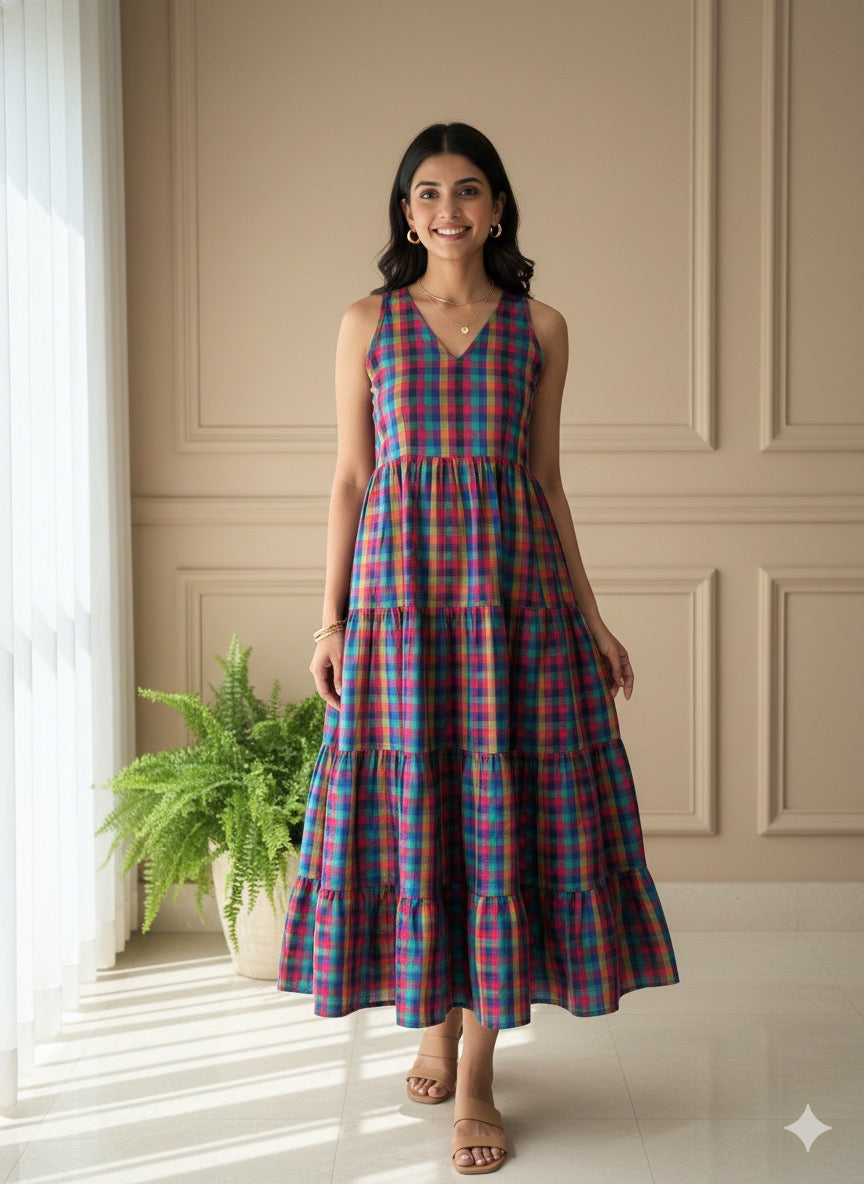 Madras Small Check Dress