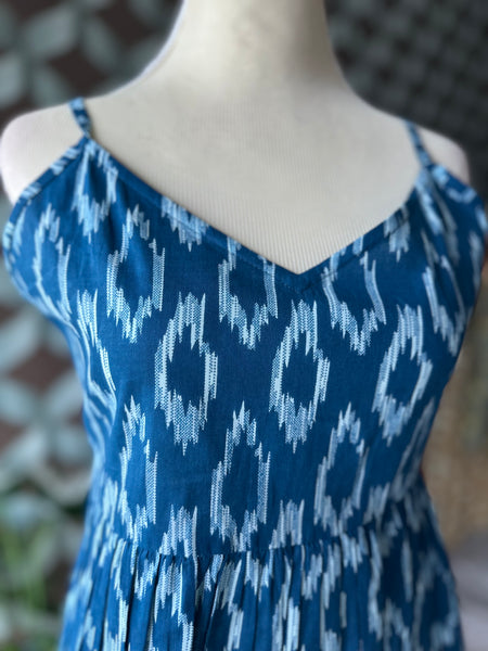 Ikkat Ocean Blue Strap Top