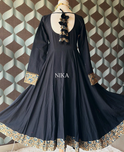 Classic Black Cotton Anarkali