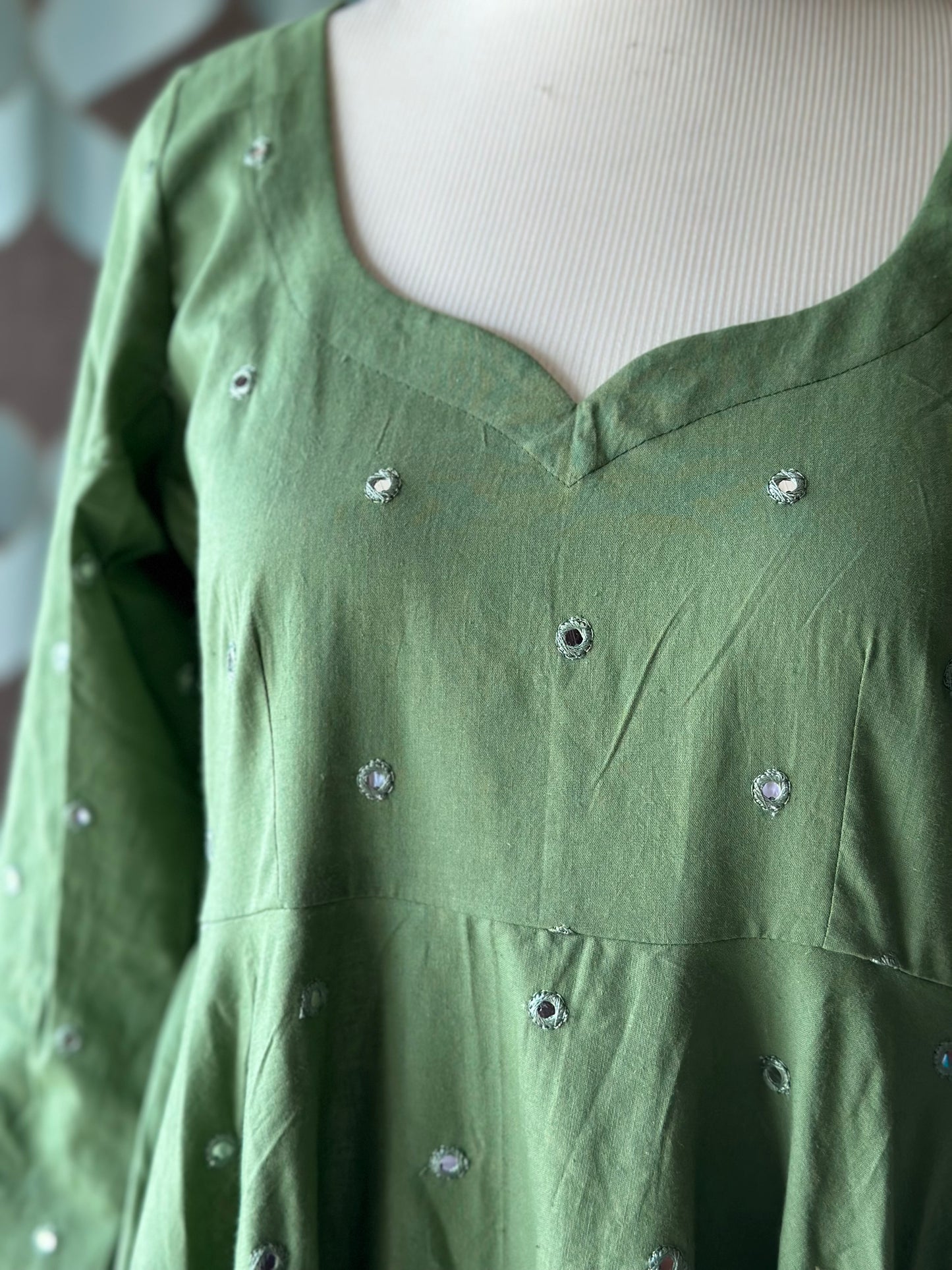 Sitara Sage Green Cotton Anarkali