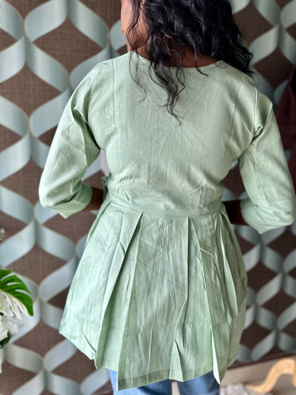 Pastel Pistachio Green Cotton Top