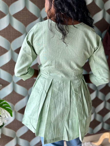 Pastel Pistachio Green Cotton Top