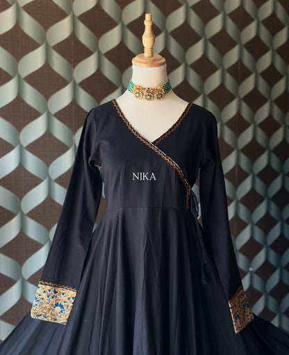 Classic Black Cotton Anarkali
