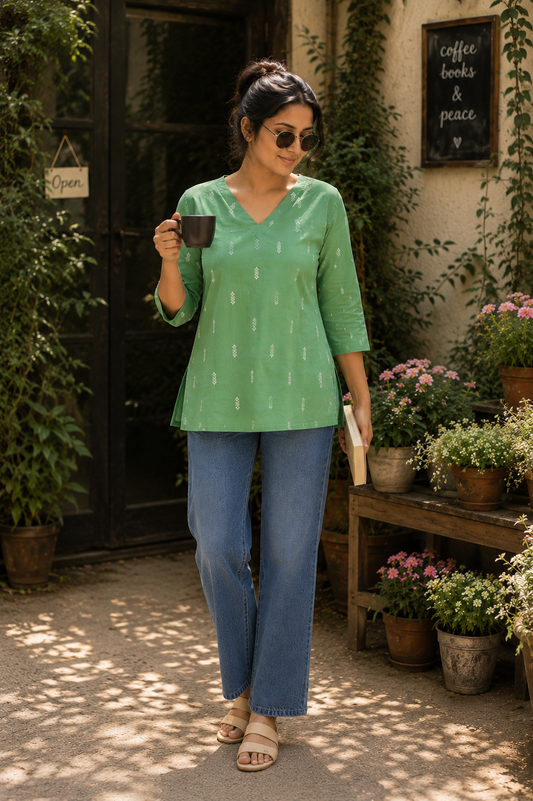 Soft Green Handloom Cotton Top