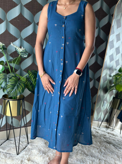 Varnika Demin Blue Handloom Dress