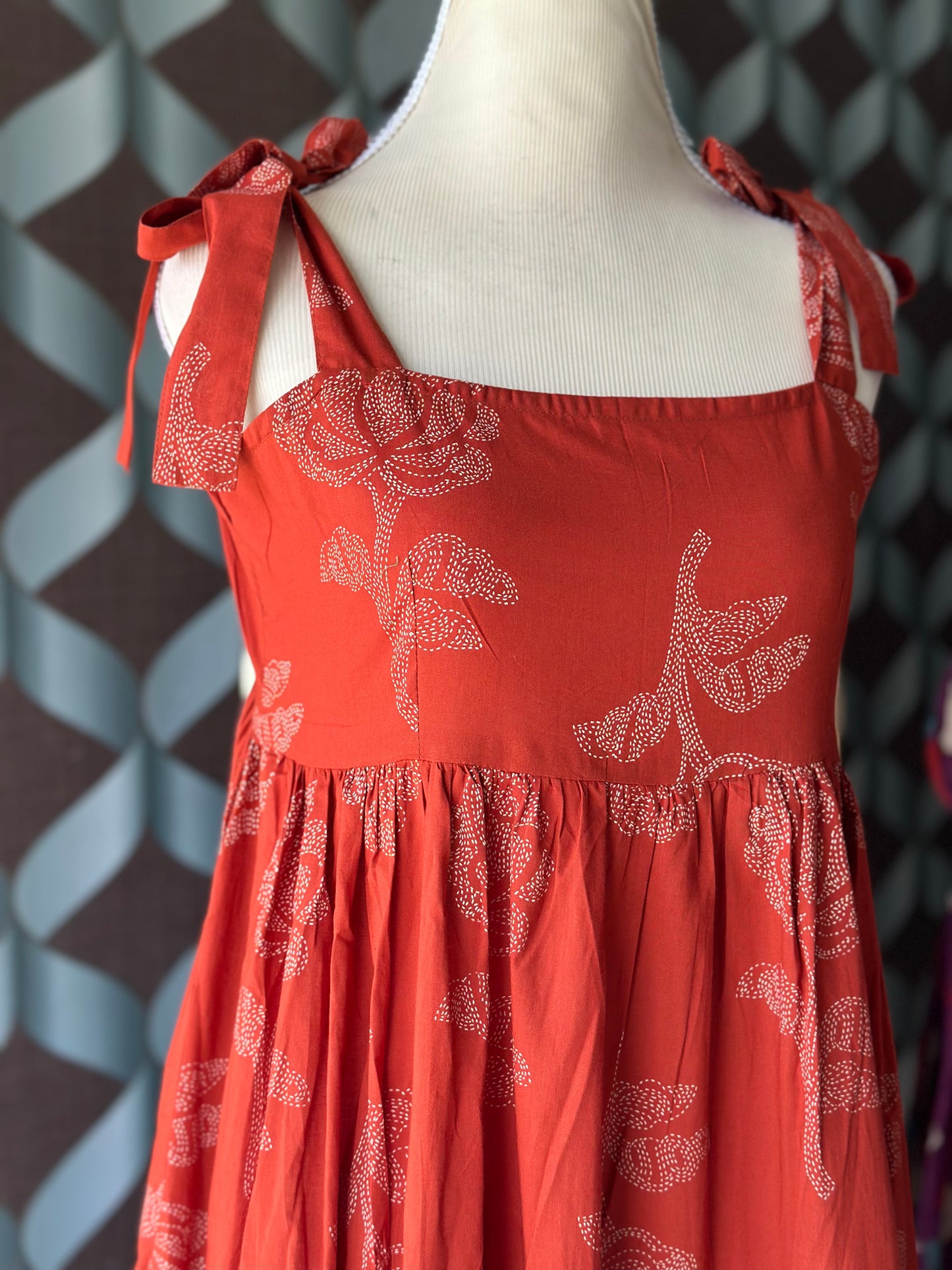 Terracotta Rose Strap Midi Dress