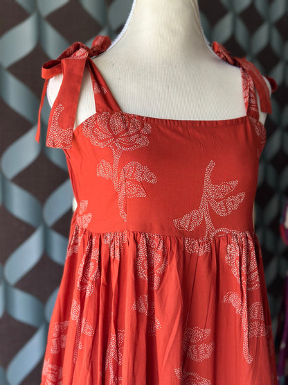 Terracotta Rose Strap Midi Dress