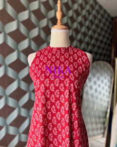 Red motif Halter Neck Kurta