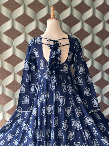 Neelam Indigo Cotton Anarkali