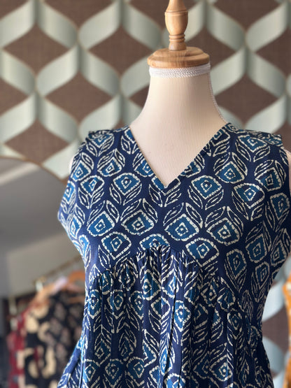 Navy Blue Blue Floral Top