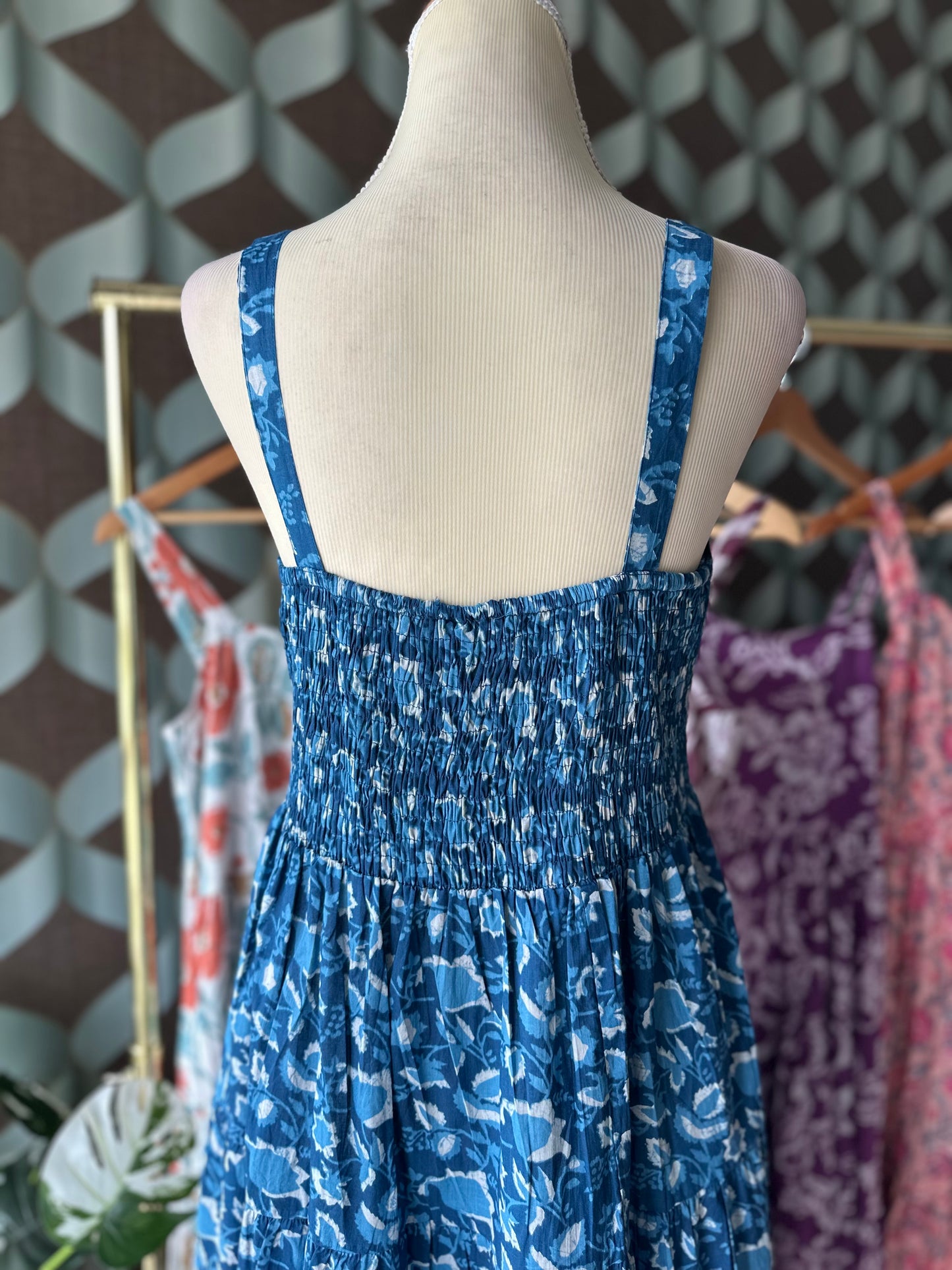 Ocean Blue Floral Summer Dress