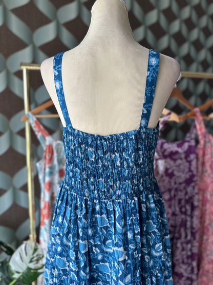 Ocean Blue Floral Summer Dress
