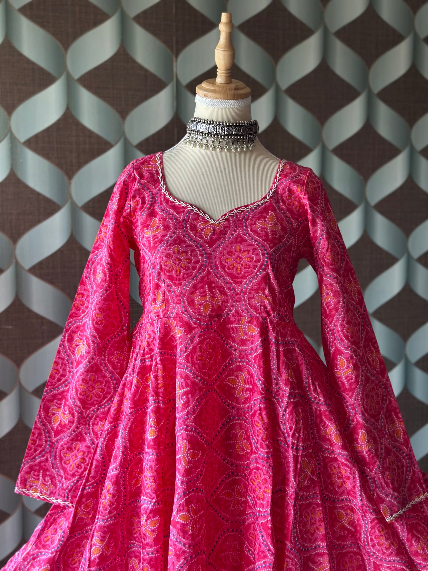 Bhandini Radiant Rose Pink Cotton Anarkali
