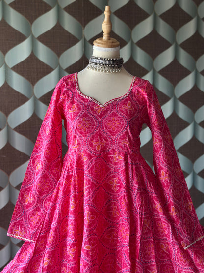 Bhandini Radiant Rose Pink Cotton Anarkali