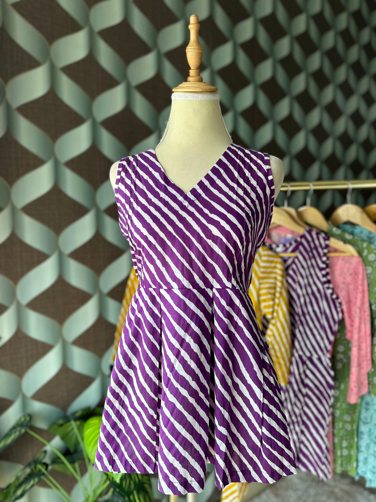 Purple Lehariya Cotton Top