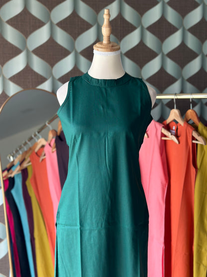 Emerald Green Halter Cotton Kurta