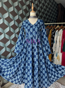 Paisley Indigo Blue Anarkali