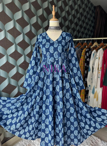 Paisley Indigo Blue Anarkali