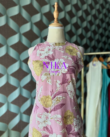 Lavender Floral Halter Neck Top