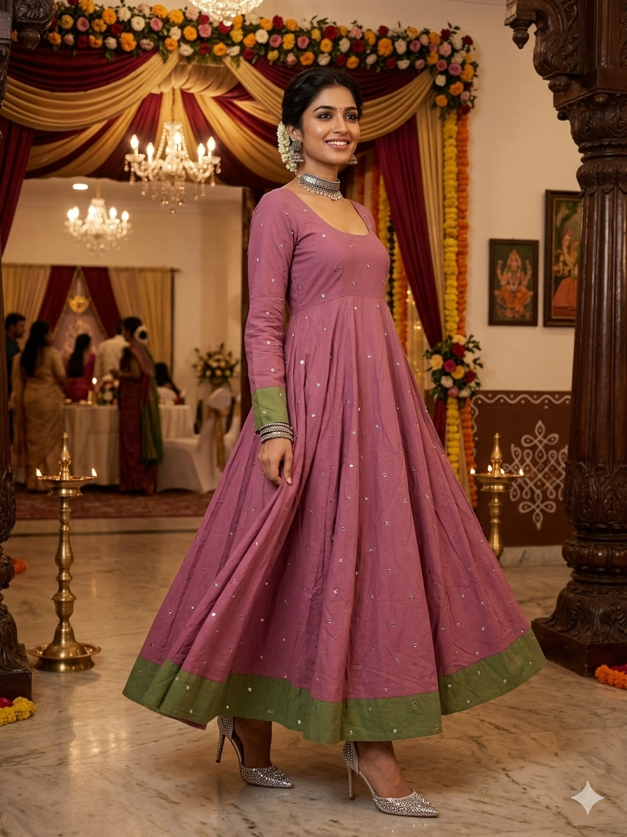 Sitara Dusty Rose Cotton Anarkali