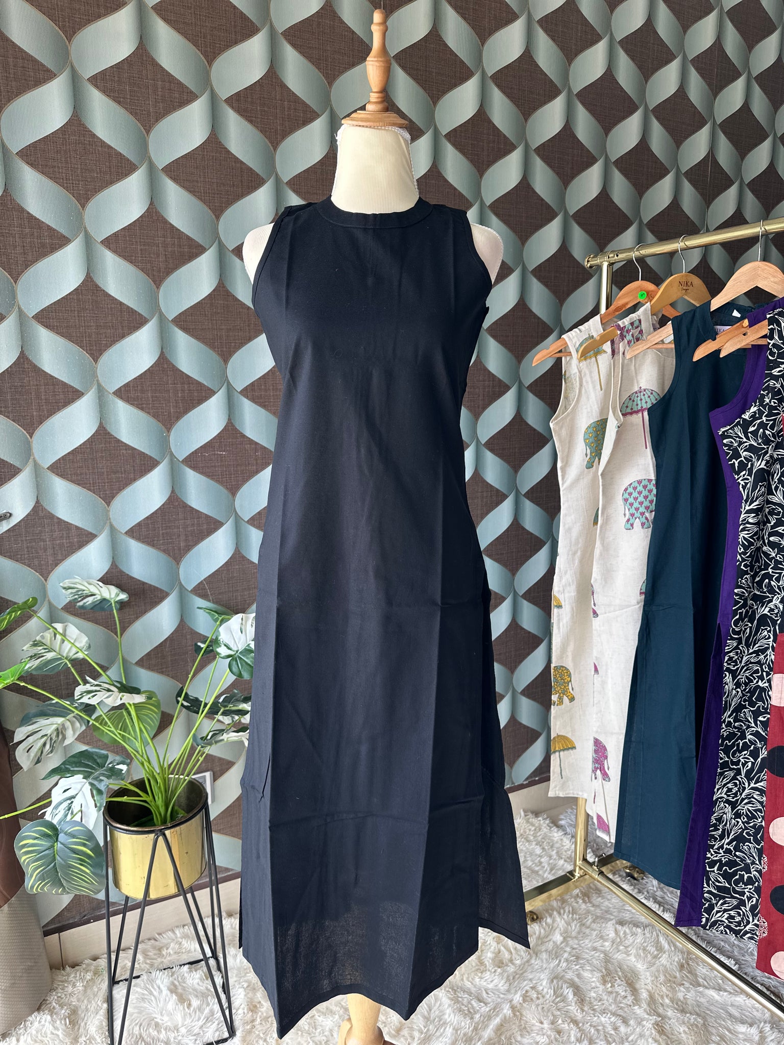 Classic Black Halter Neck Kurta Top