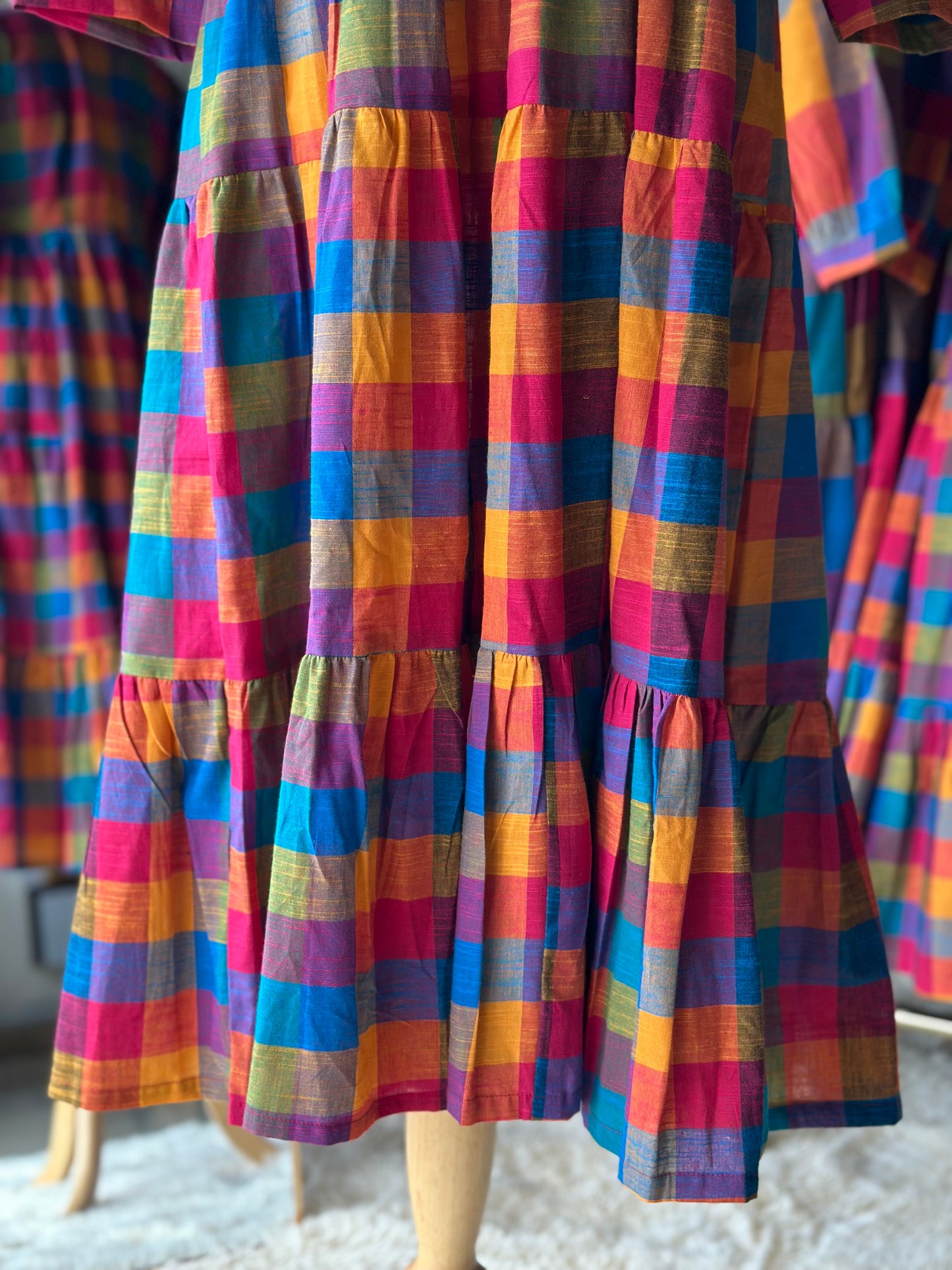 Varnam Madras Check Midi Dress