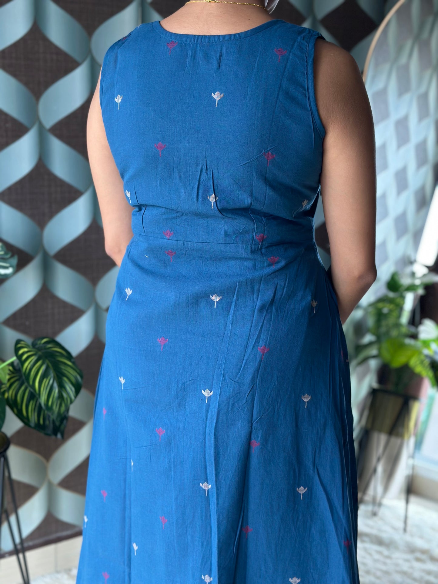 Varnika Demin Blue Handloom Dress