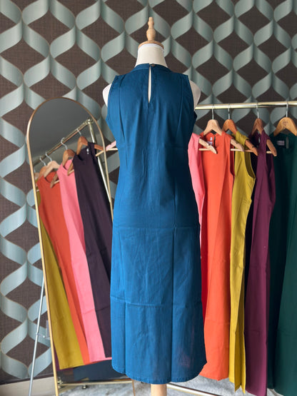 Royal Blue Halter Cotton Kurta