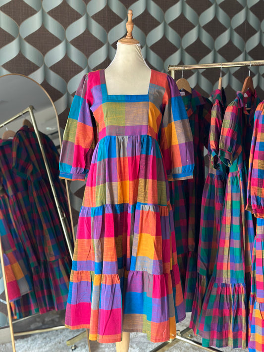 Varnam Madras Big Check Midi Dress
