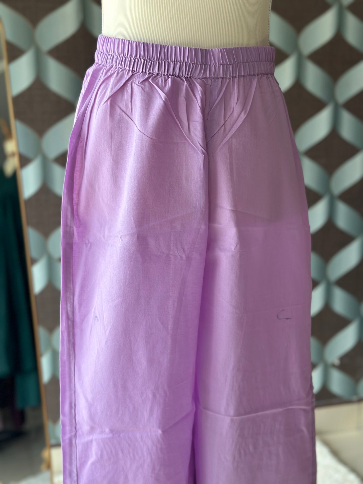 TANIKA Lavender Bliss Pure Cotton Anarkali Set with Blueberry Mul Cotton Dupatta