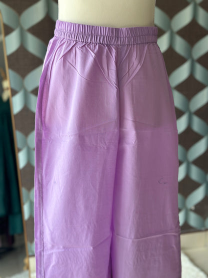 TANIKA Lavender Bliss Pure Cotton Anarkali Set with Blueberry Mul Cotton Dupatta