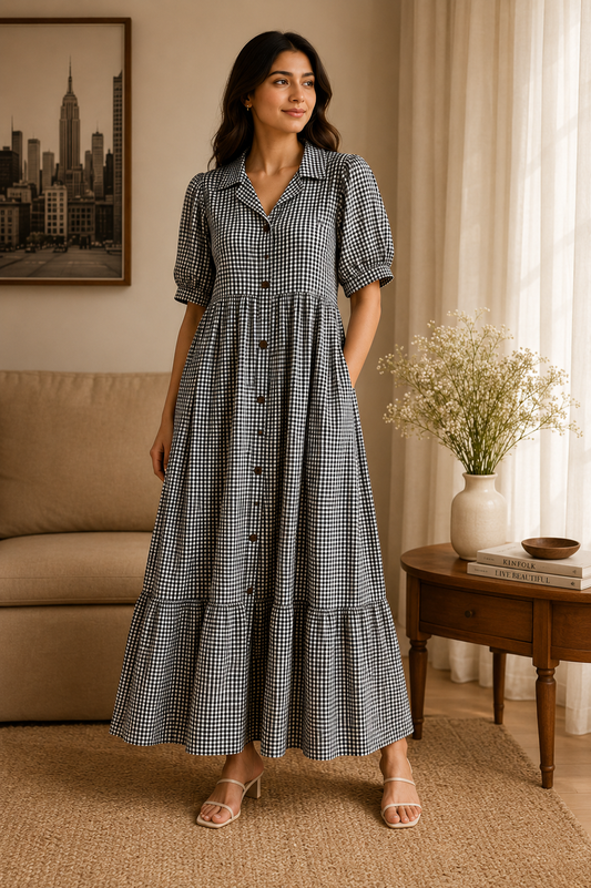 Gingham Midi Dress