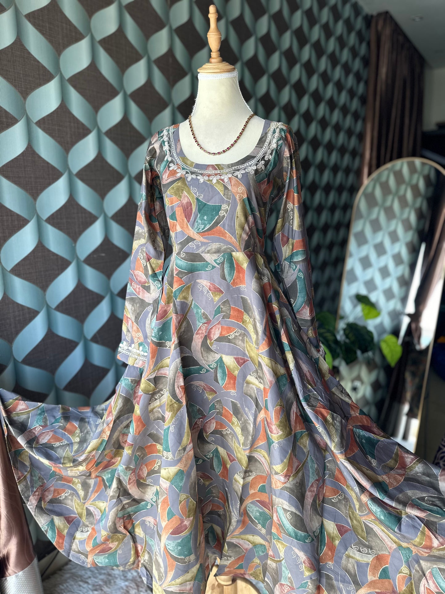 Grey Multicolor Anarkali