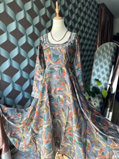 Grey Multicolor Anarkali