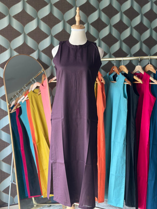 Deep Wine Halter Cotton Kurta